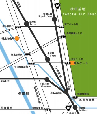横田基地日米友好祭　第五ゲート案内図